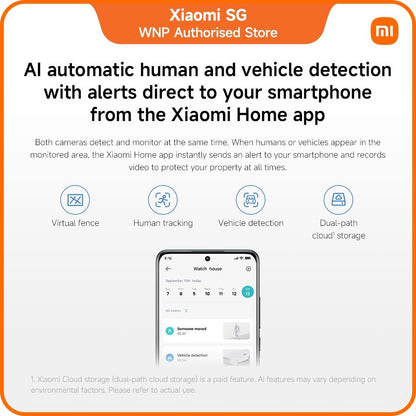 Xiaomi Outdoor Camera CW500 Dual | Dual 4MP lens, IP66 water dust resistant, AI human and vehicle detection