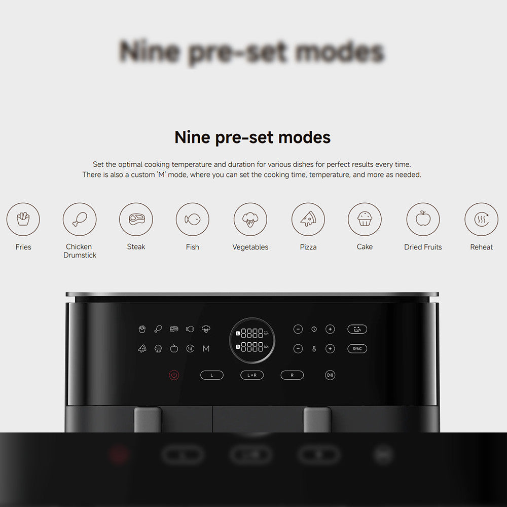 Xiaomi Smart Dual Zone Air Fryer 10L EU 2700W High-Power Rapid Heating Multifunctional APP Preset E
