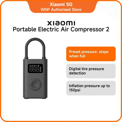 Xiaomi Portable Electric Air Compressor 2 150PSI wireless Air Pump for motorcycle bike Detecting tire pressure Tire Infl