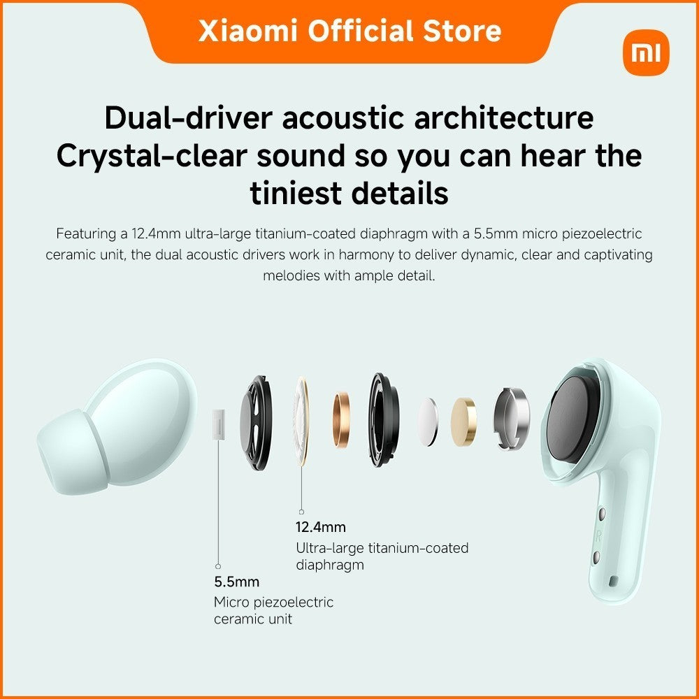 Xiaomi REDMI Buds 6 | Dual-driver acoustic design, Up to 49dB active noise cancellation