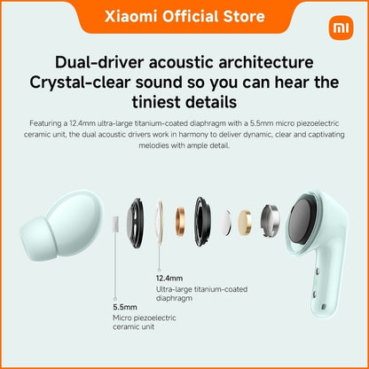 Xiaomi REDMI Buds 6 | Dual-driver acoustic design, Up to 49dB active noise cancellation