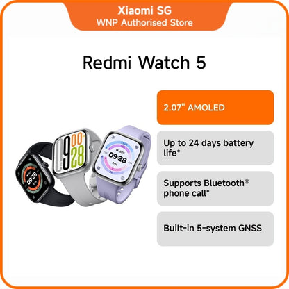REDMI Watch 5 | ''2.07'' ultra-thin bezel AMOLED display, Up to 24 days long battery life, Supports Bluetooth phone call