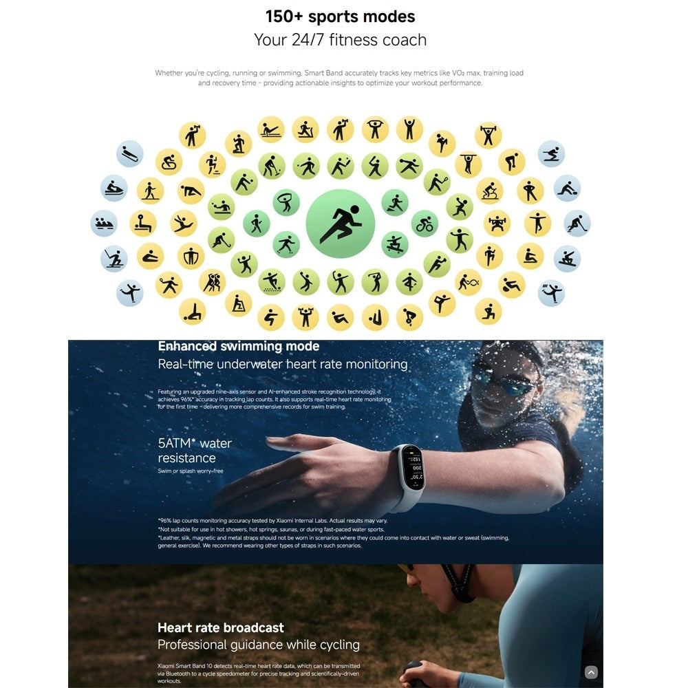 Xiaomi Smart Band 10 | 1.72'' AMOLED display, Enhanced sleep management, Advanced swimming mode