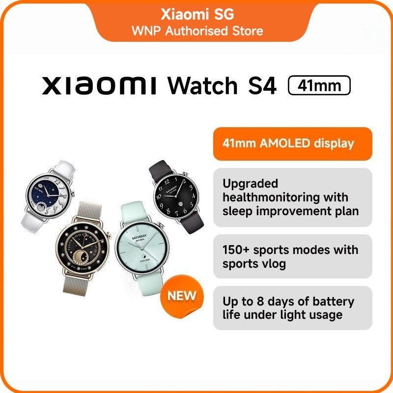 New Xiaomi Watch S4 41mm | 41mm AMOLED display with a slim, Up to 8 days of battery life under light usage