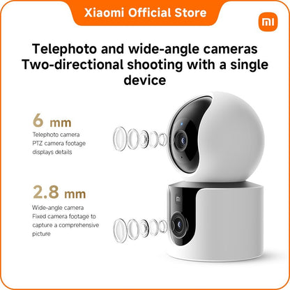 Xiaomi Smart Camera C300 Dual｜Two-directional shooting｜PTZ Camera Viewing Angle｜Full colour night vision
