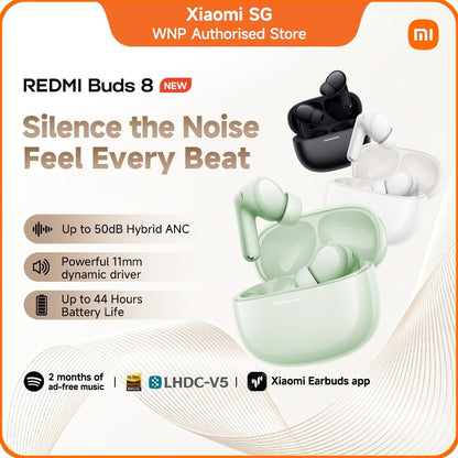 REDMI Buds 8 | 50dB deep ANC, 44 hours battery life, Hi-Res Audio wireless, Dual-device connection, TWS