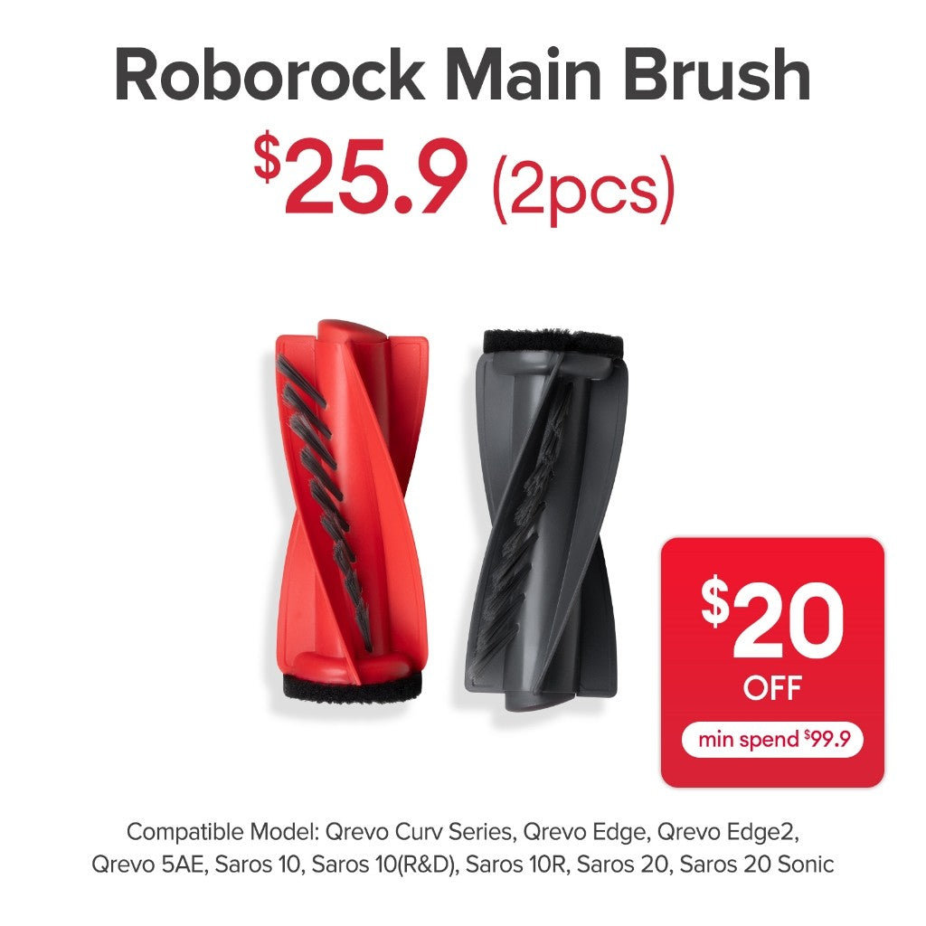 Main Brush for Roborock Qrevo Curv Series, Qrevo Edge, Qrevo Edge 2, Qrevo 5AE, Saros 10/10R/20/20 Sonic