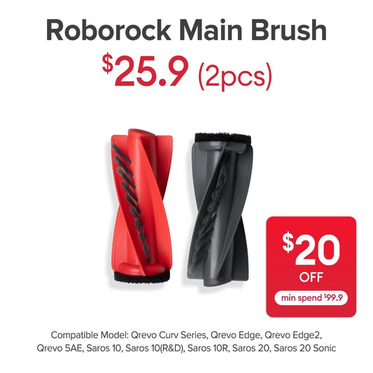 Main Brush for Roborock Qrevo Curv Series, Qrevo Edge, Qrevo Edge 2, Qrevo 5AE, Saros 10/10R/20/20 Sonic