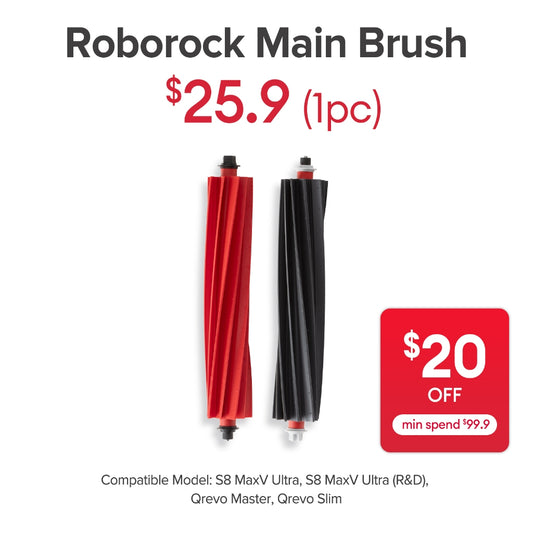 Main Brush for Roborock S8 MaxV Ultra, S8 MaxV Ultra (R&D), Qrevo Master, Qrevo Slim