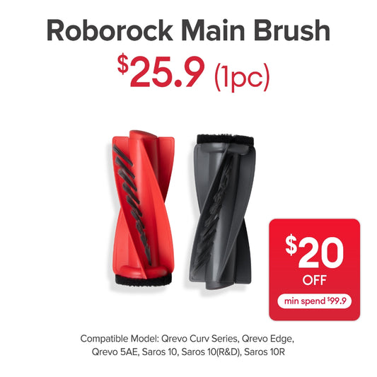 Main Brush for Roborock Qrevo Curv Series, Qrevo Edge, Qrevo 5AE, Saros 10&10R