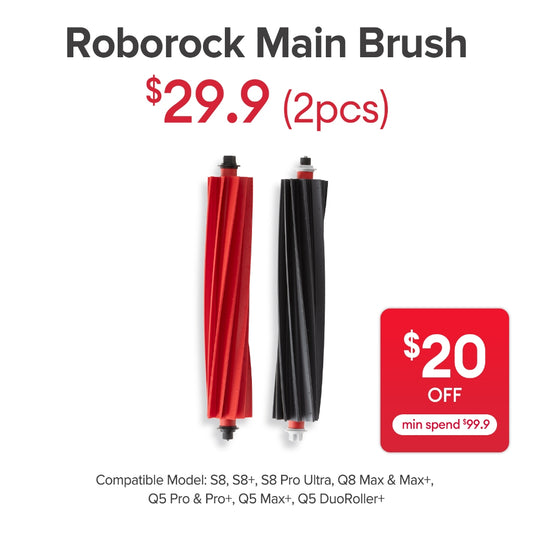 Main Brush for Roborock S8/S8+/S8 Pro Ultra/Q8 Max&Max+/Q5 Pro&Pro+/Q5 Max+/Q5 DuoRoller+