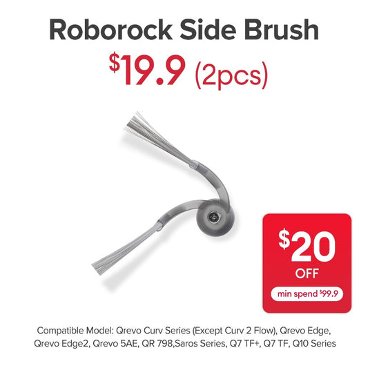 Side Brush for Roborock Qrevo Curv,5A1,Curv 2 Pro, Qrevo Edge, Qrevo 5AE, QR 798, Saros Series, Q7 TF/TF+, Q10 Series