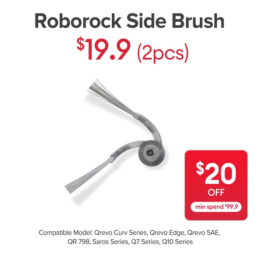 Side Brush for Roborock Qrevo Curv Series, Qrevo Edge, Qrevo 5AE, QR 798, Saros Series, Q7 Series, Q10 Series