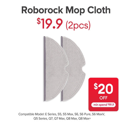 Mop Cloth for Roborock E Series, S5, S5 Max, S6, S6 Pure, S6 MaxV, Q5 Series, Q7, Q7 Max, Q8 Max, Q8 Max+