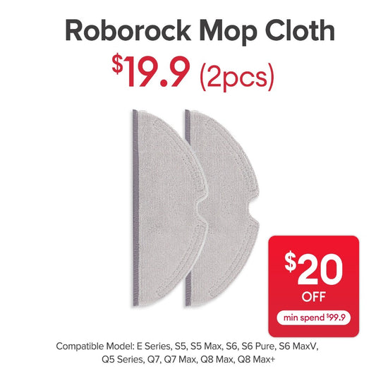 Mop Cloth for Roborock E Series, S5, S5 Max, S6, S6 Pure, S6 MaxV, Q5 Series, Q7, Q7 Max, Q8 Max, Q8 Max+
