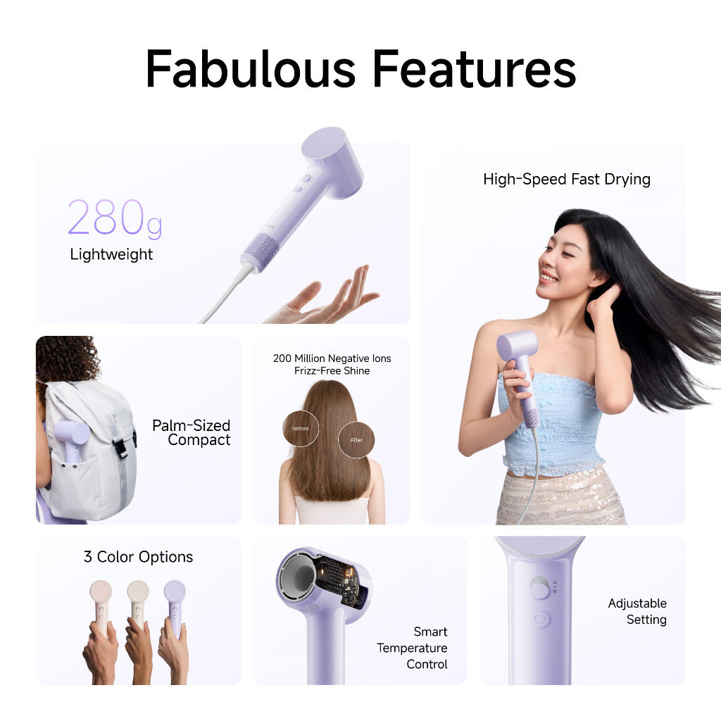 Laifen Air High Speed Hair Dryer | Fast Drying | Lightweight - 280g | 5 Heat Modes-2 Speeds | Smart Control