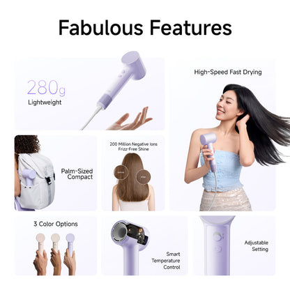 Laifen Air High Speed Hair Dryer | Fast Drying | Lightweight - 280g | 5 Heat Modes-2 Speeds | Smart Control