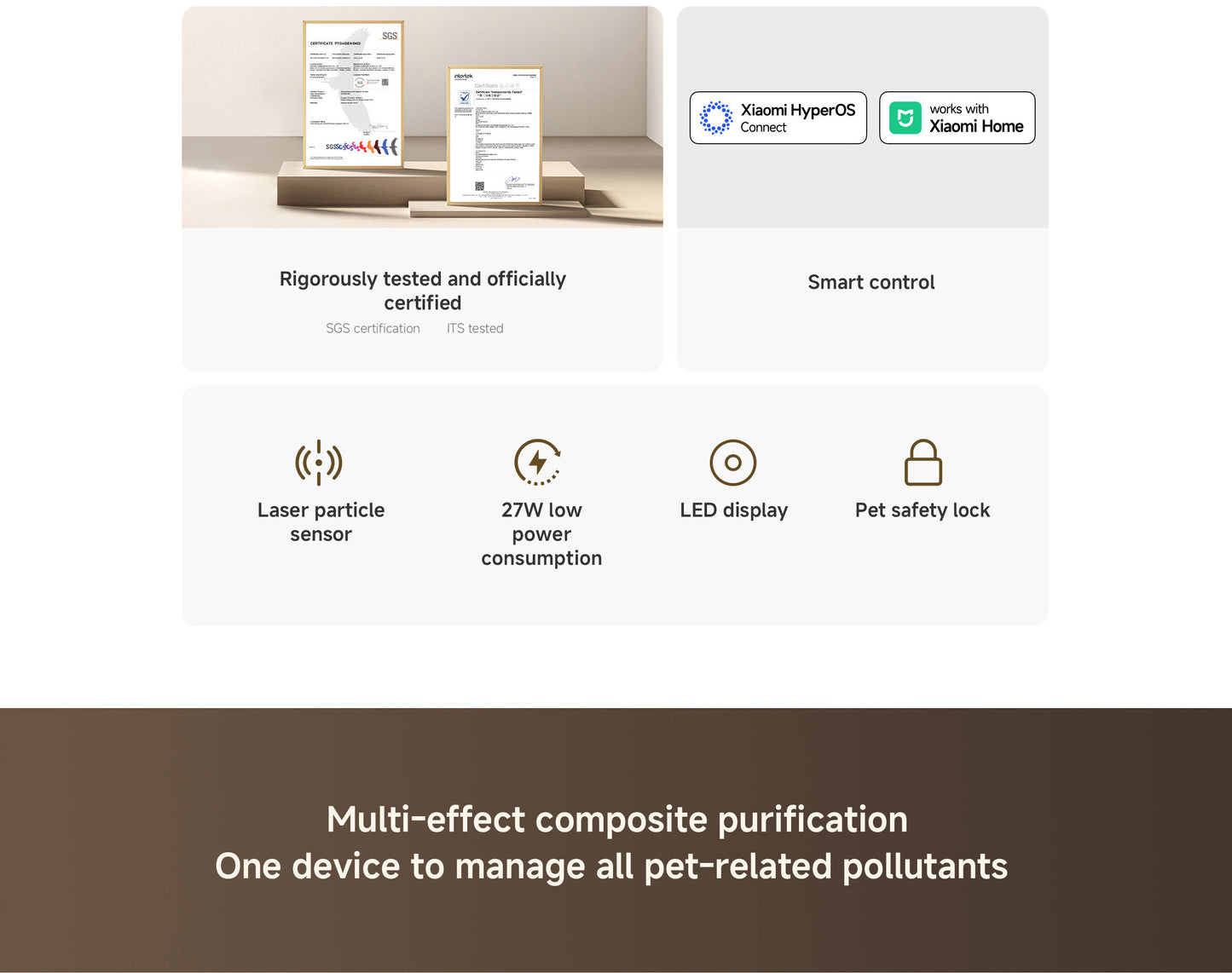 Xiaomi Smart Pet Care Air Purifier | Automatic anti-stress algorithm, Triple-layer purification system