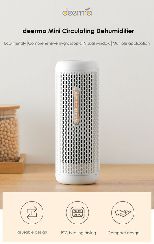 Deerma Mini Dehumidifier CS50M for with PTC Heating & 360° Moisture Absorption _ Recyclable drying