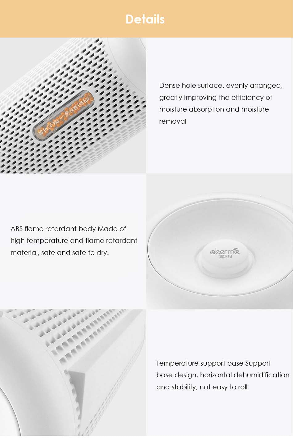 Deerma Mini Dehumidifier CS50M for with PTC Heating & 360° Moisture Absorption _ Recyclable drying