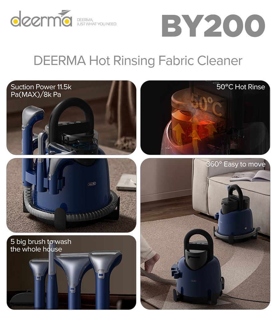 Deerma Vacuum Cleaner DEM-BY200 Upholstered Sofa Curtain Cushions _ Hot water cleaning